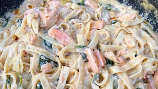 Quick and easy last minute salmon pasta in under 30 minutes!