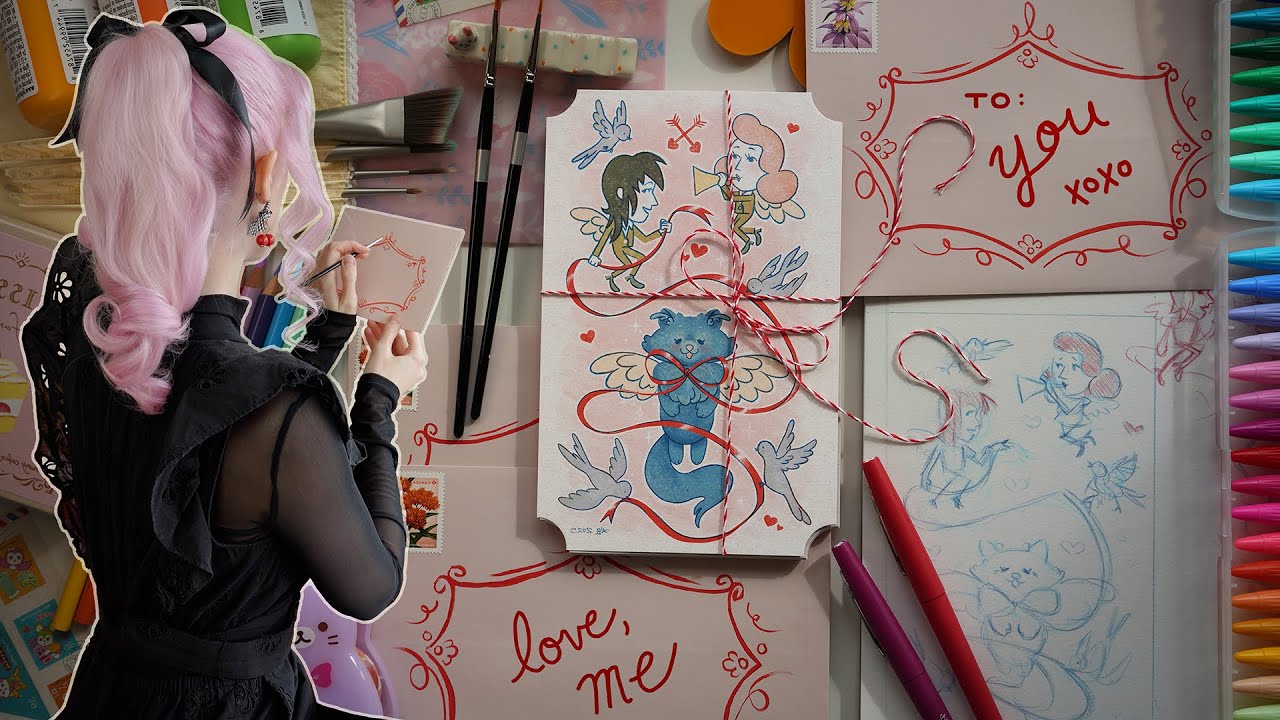 ASMR cozy art vlog 💘 How I make Greeting Cards as an Illustrator!