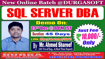 SQL SERVER DBA Online Training @ DURGASOFT