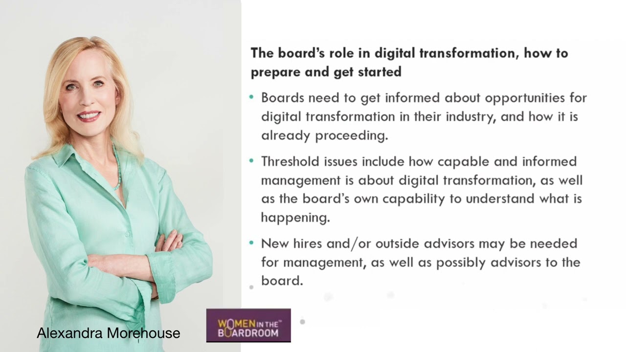 Board role in digital transformation   Alexandra Morehouse
