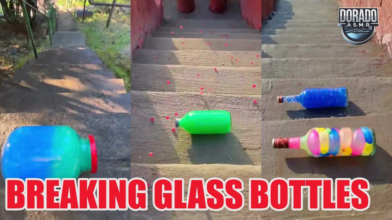Breaking Glass Bottles & Balloon Drops 🎈💦 Crushing of Crunchy & Soft Things! 