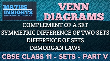 Sets - Venn Diagrams  - Difference, Complement, Symmetric difference of sets  - Part V