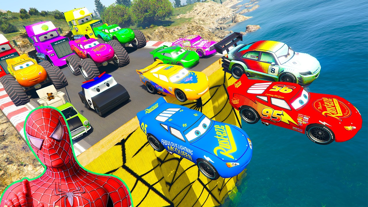 GTA V Superheroes Crazy Race Gameplay Challenge with Super Cars | GTA 5 Spiderman Car Stunt Race #9