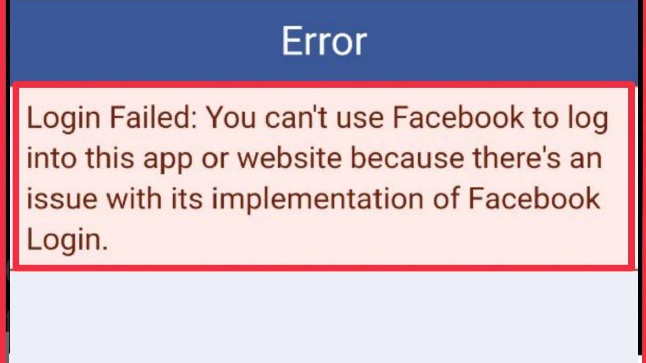 Facebook Login Error – Tapas