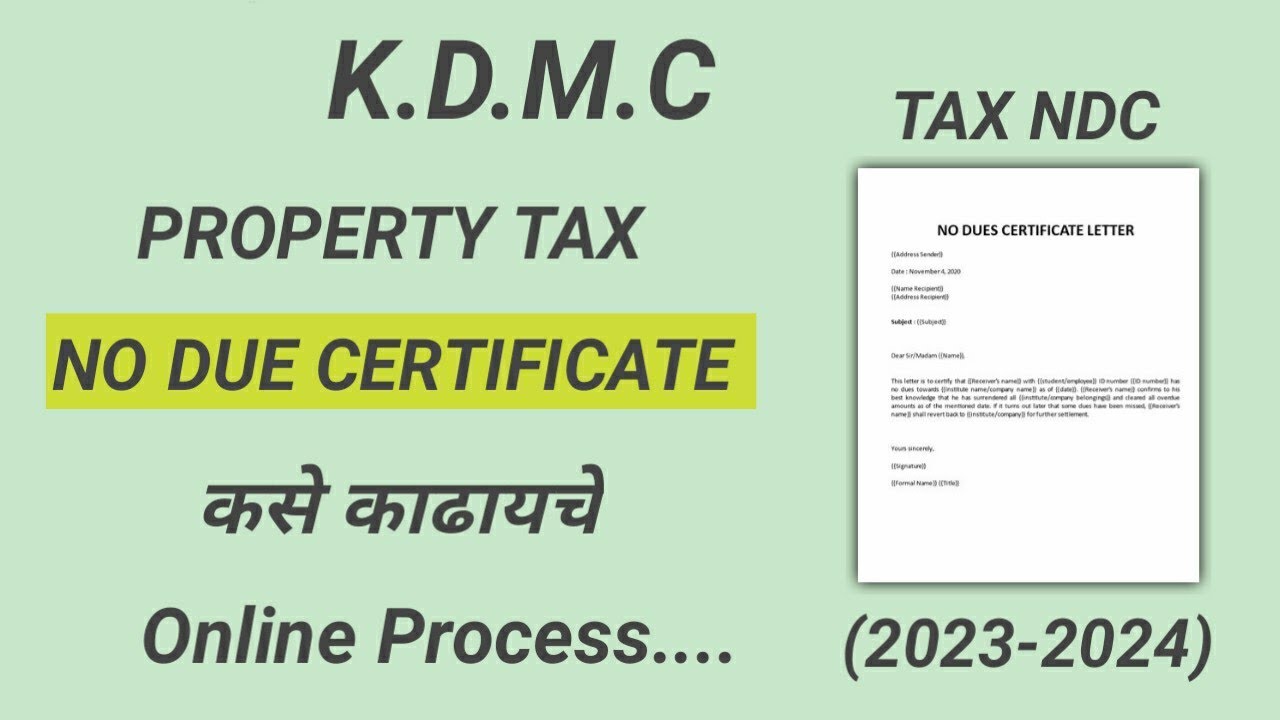 KDMC Property Tax No Due Certificate Kashi Kadaychi Online // TAX NDC