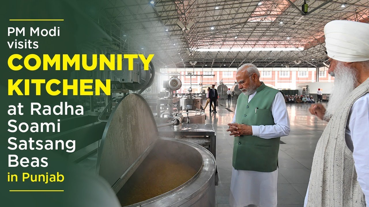 PM Modi visits community kitchen at Radha Soami Satsang Beas in Punjab