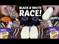 ASMR BLACK &amp; WHITE DESSERT RACE! GIANT CHOCOLATE ICE CREAM, MILKA ALFAJOR, OREO, REESE&#39;S, FERRERO 먹방