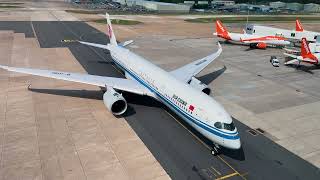 AIR CHINA A350-900 B-1081 TAXIING OUT | London Gatwick Passenger Bridge views | 4K