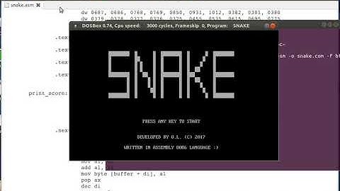 [Assembly 8086 / DOS] Game from scratch - ASCII Text Snake