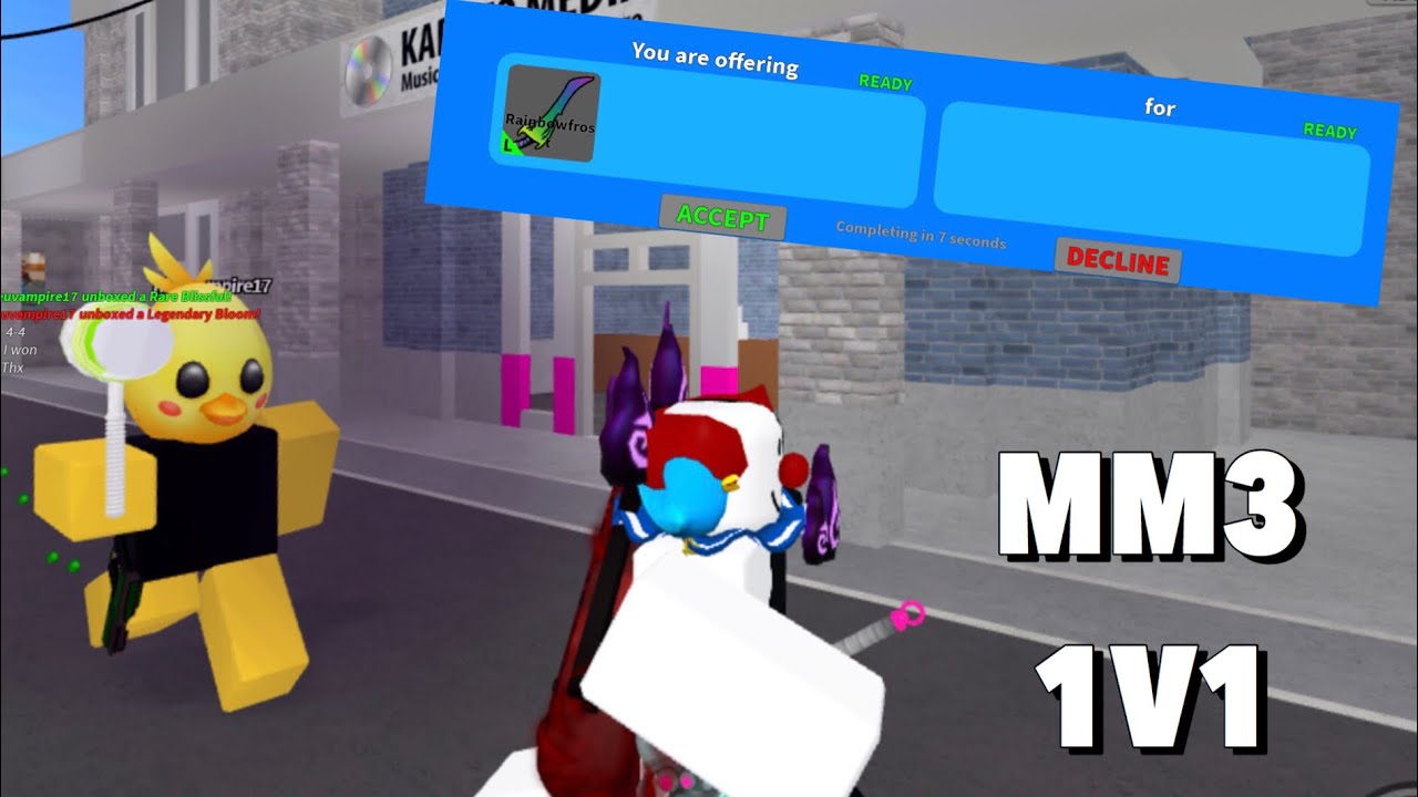 1v1 In Murder Mystery 3 Roblox Lost My Rainbowfrost - 1v1 crazy godly bet in roblox murder mystery 2