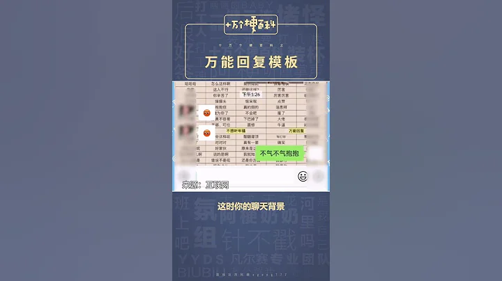 十万个梗百科：万能回复模板。敷衍学带师教学。#日常敷衍 #万能回复 - 天天要闻