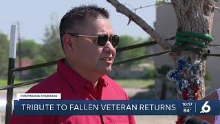 Memorial for Spec. Andy Alaniz replaced after being removed