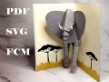 Elephant popup card  svgpdf file  assembly tutorial