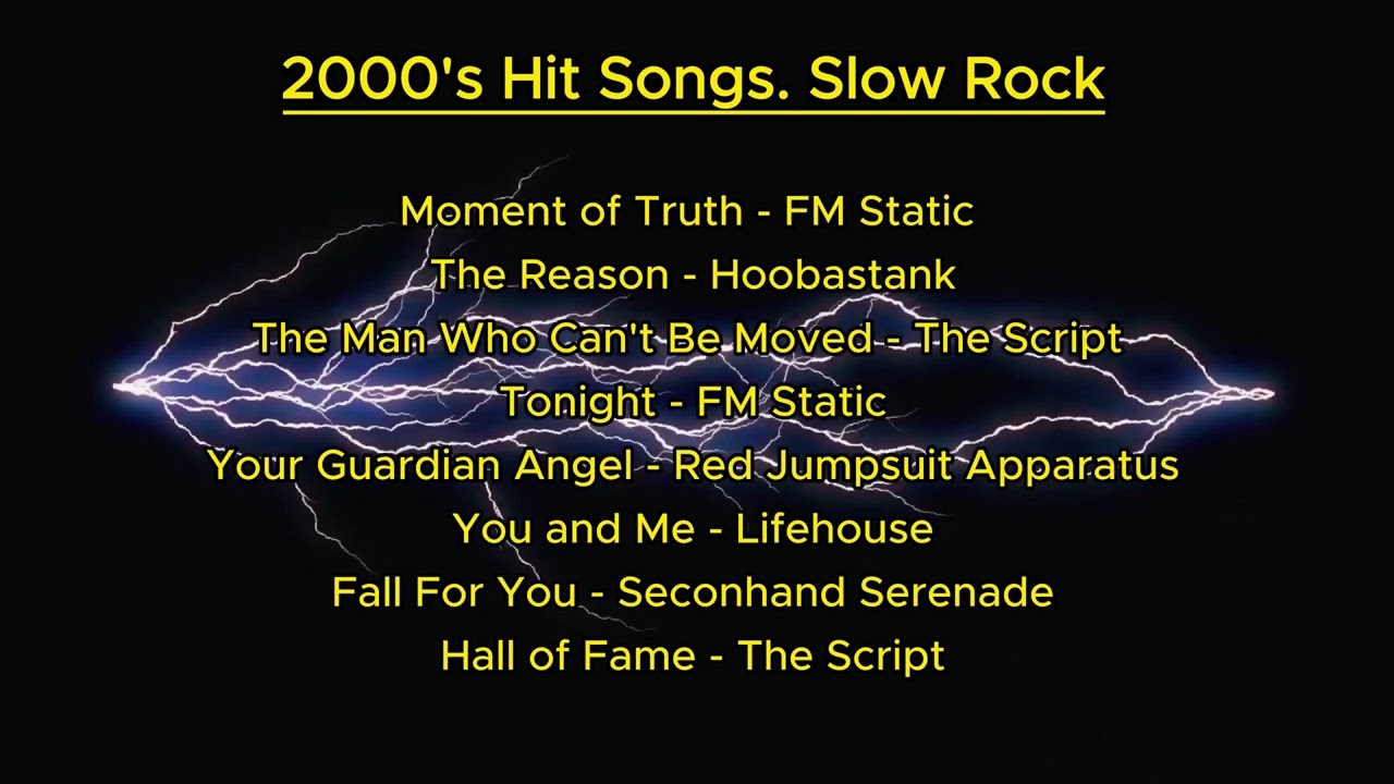 2000's Hit Songs . Slow Rock(FM Static, Lifehouse, The Script, Red Jumpsuit Apparatus, 3 Doors down)