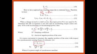 PSS Lecture :- 29 Swing Equation