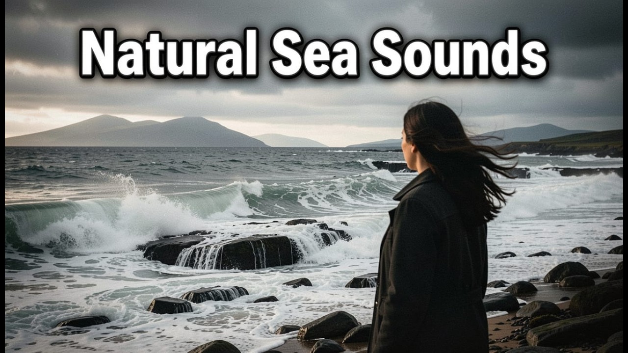 1 Hour of Coastal Solitude: Close-Up Ocean Waves under Overcast Sky | Isle of Mull, Scotland