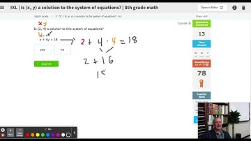 IXL CC.1 8th Grade  Is xy a solution to the system of equations