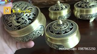 Lư Đồng Xông Trầm Hương Cao Cấp Xông Nụ Trầm, Nhang Vòng 4h Cực Sang Trọng