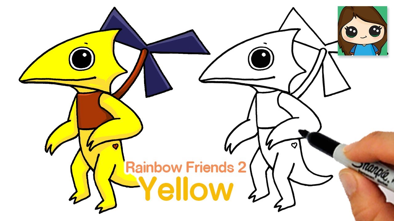 COMO DESENHAR o YELLOW do ROBLOX RAINBOW FRIENDS 2  how to draw yellow  from roblox rainbow friends 
