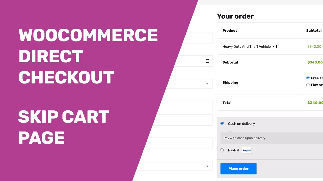 How To Use WooCommerce Direct Checkout Plugin To Skip Cart Page or Create  Same Page Checkout 