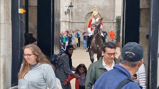 King's guard returns to find his horse box full of tourist's LADIES AND GENTLEMEN  GET OUT