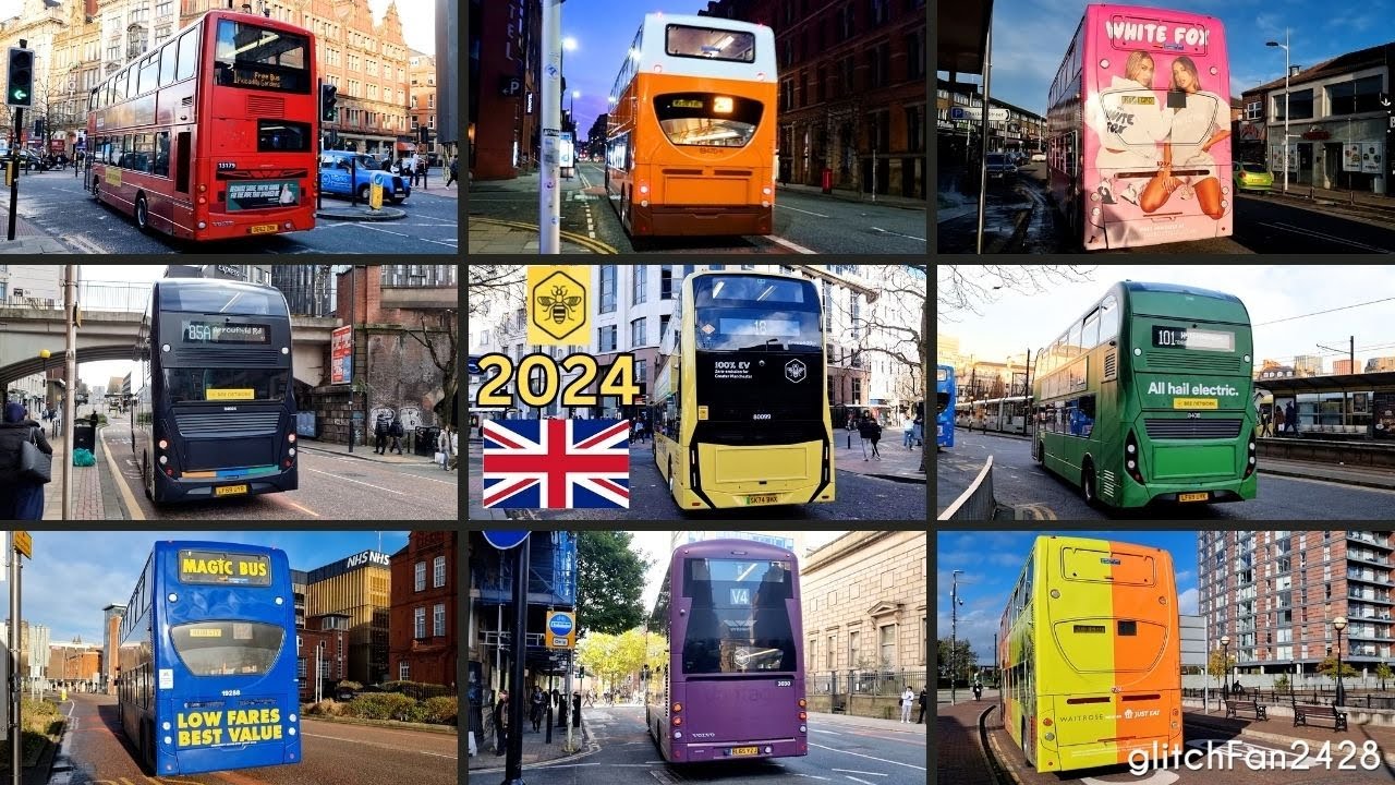 Buses Departing Bus Stops, Greater Manchester 2024