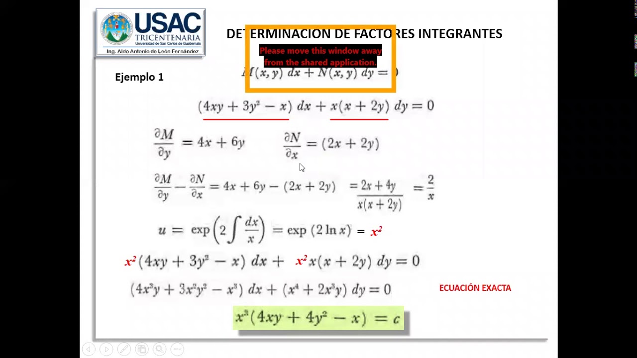 ECUACIONES DIFERENCIALES Determinación de factores