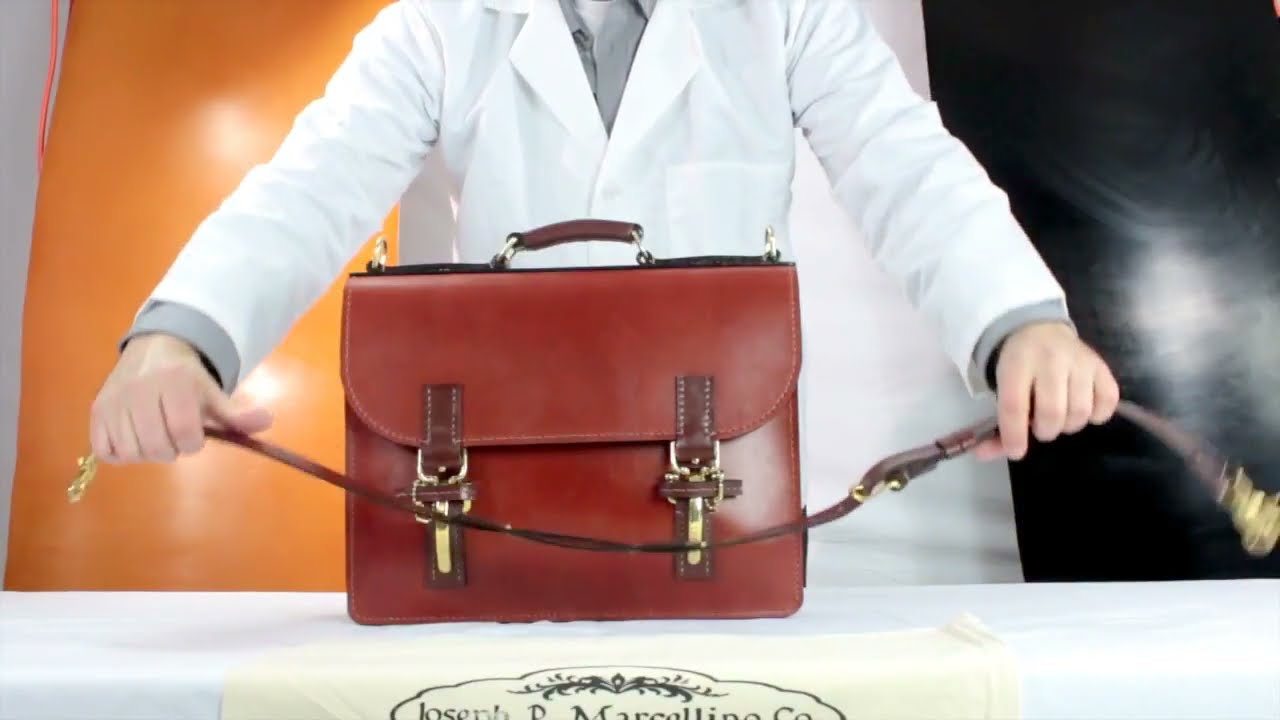 Chestnut and Brown Handmade Bridle Leather Briefcase with Green Suede Lining