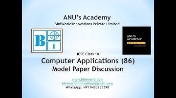 ICSE Class 10 | Model Paper 5 | Computer Applications (86) | Section B | 2017 board paper