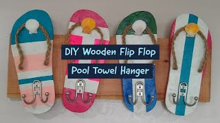 DIY Wooden Flip Flop Pool Towel Hanger Diy Towel Holder Pool side Towel Hanger DIY Towel Hooks