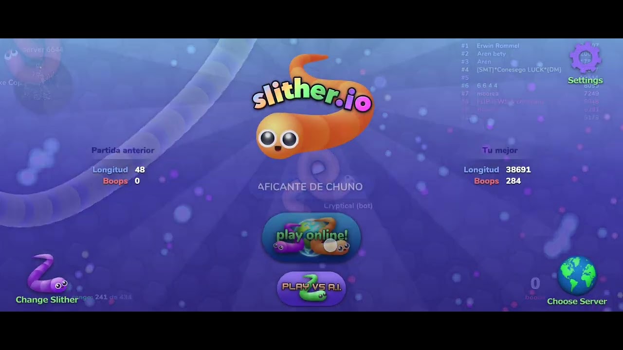 SLITHER IO mejores jugadas clan PE.                    SNAKEY RAIN.COM