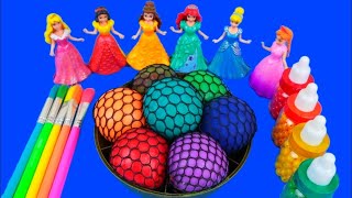 Satisfying Video l How to make Rainbow Disney Princesses and Glossy Paint Pool Cutting ASMR #777