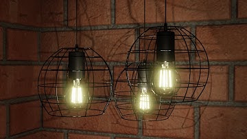 Timelapse 3D model of a spherical pendant lamp with an E27 LED bulb in Blender.