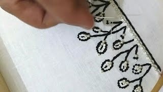 Hand embroidery of an easy and beautiful border design with beads for beginners