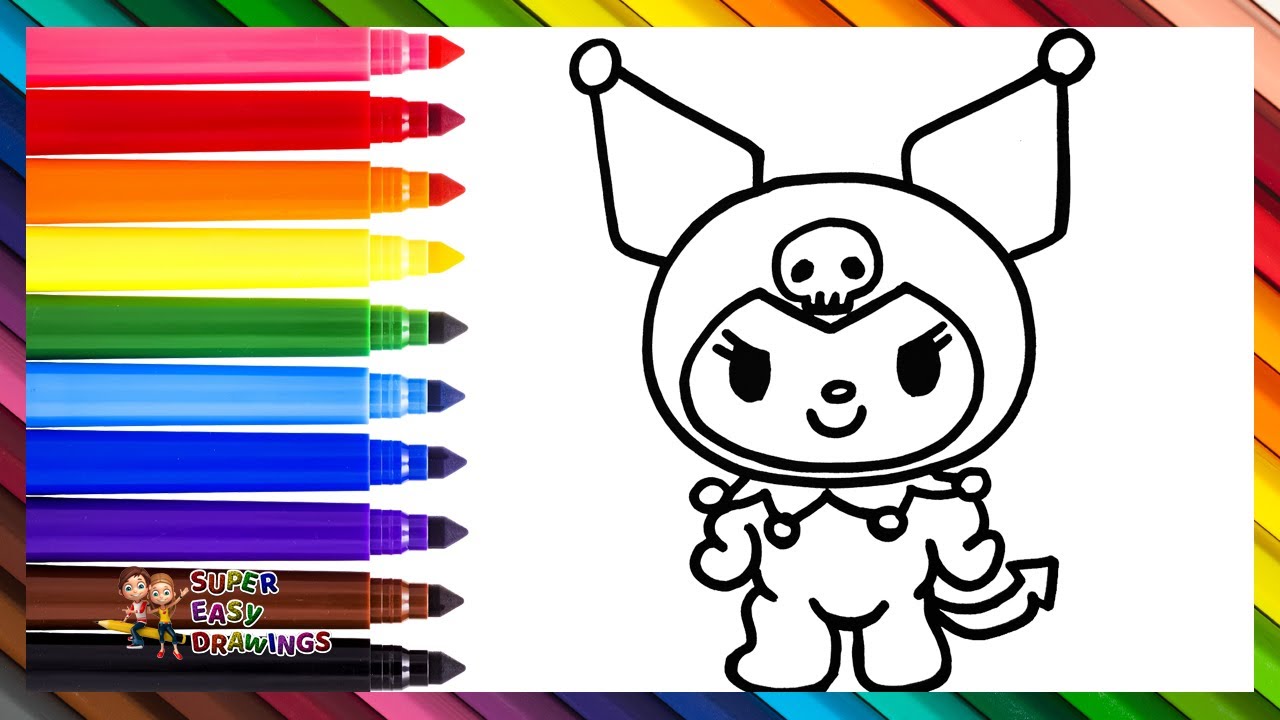 Draw and Color KUROMI 🐰🖤💀🎀❤️🧡💛💚💙💜 Drawings for Kids