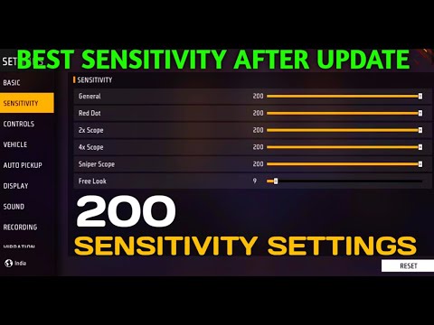 200 SENSITIVITY SETTINGS FREE FIRE AFTER OB 44 UPDATE 