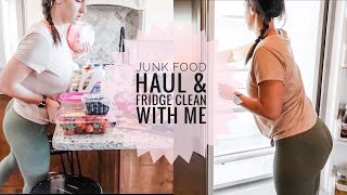 GROCERY HAUL AND CLEAN WITH ME || CLEAN MY FRIDGE WITH ME || JUNK FOOD GROCERY HAUL || COLLAB