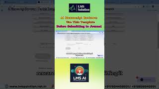 AI Manuscript Reviewer Use This Template Before Submitting to Journal AI for Research LMS AI