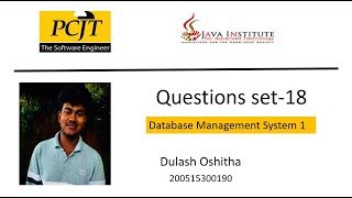 Questions set 18| Database Management System | Java Institute | Dulash Oshitha
