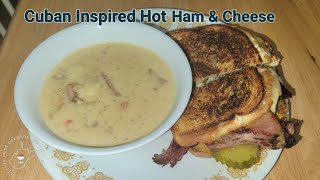 Hot Ham and Cheese Sandwich Cubano Style on the Blackstone made with Leftover Ham.