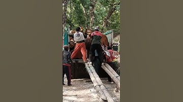cara manual menaikan kayu besar ke bak truck