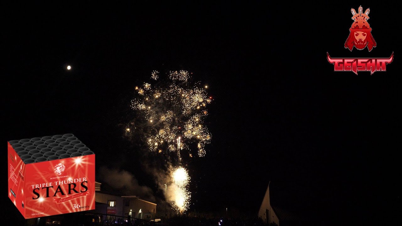 Bonfireworks/Geisha Triple Thunder Stars - Starke Crackling Salven Batterie