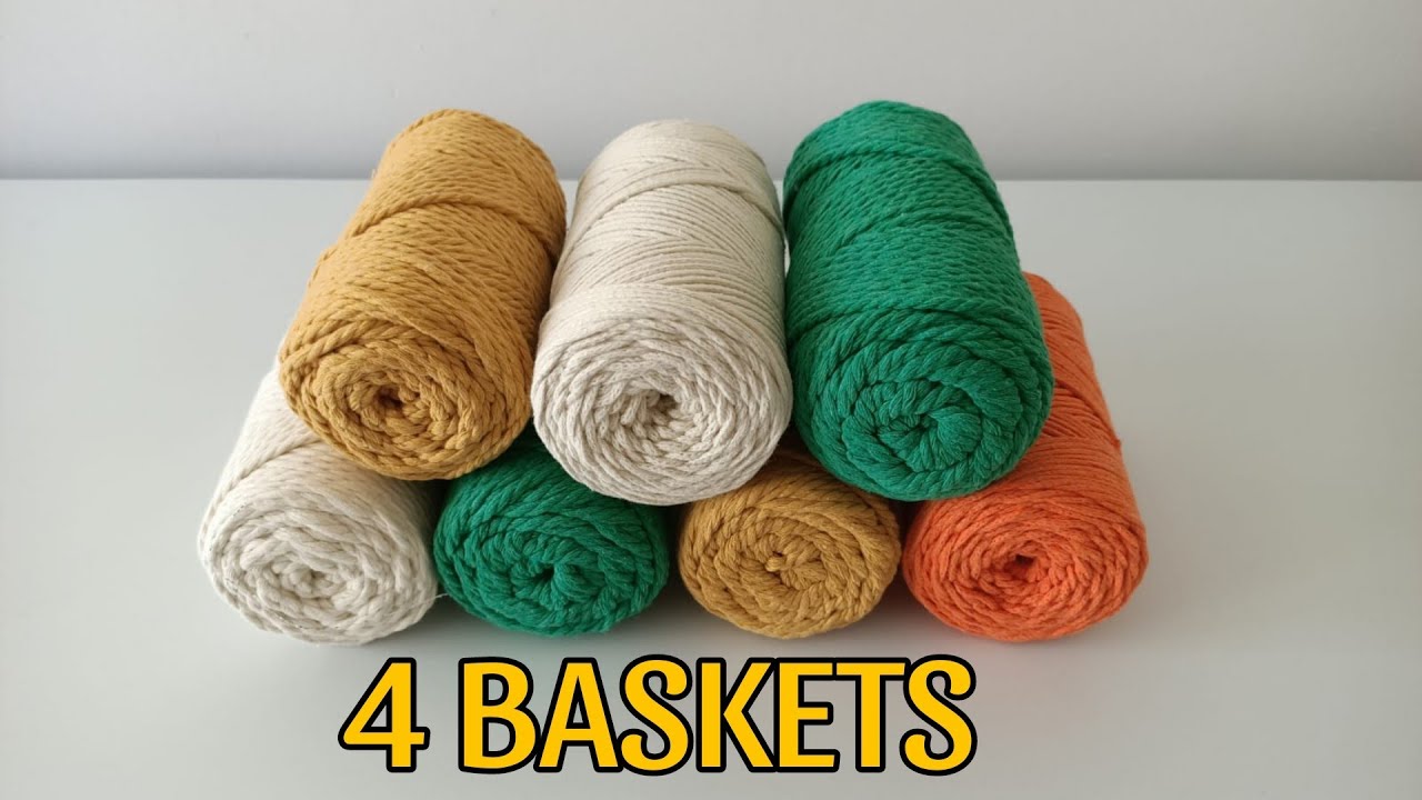 PLASTİK KUTU VE MAKROME İP İLE  4 HARİKA SEPET YAPIMI✔️MAKE 4 AMAZING BASKETS WITH PLASTIC BOXES