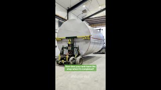 Pulling a flat bottom fertilizer tank out of the Novid production shop