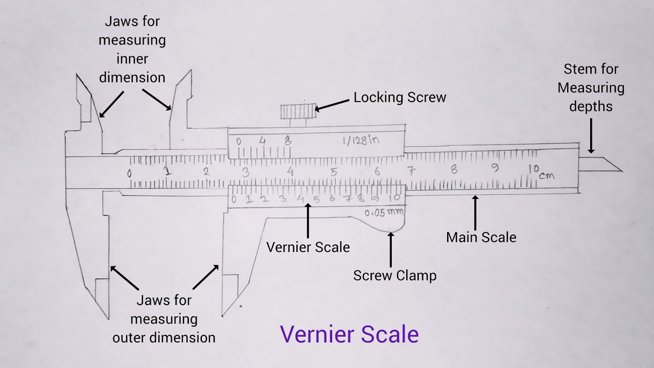 How to draw slide calipers। How to draw vernier scale। slide calipers ...