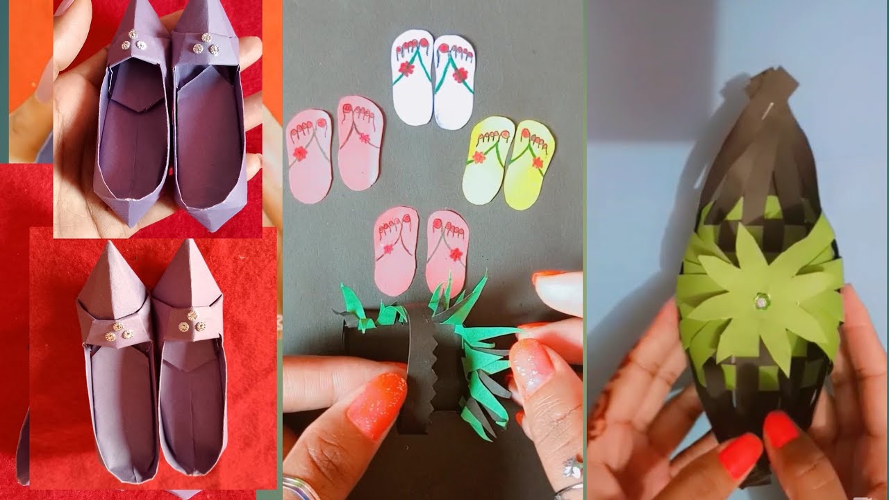 Diy mini paper shoes l paper craft l easy craft idea l nijhum ar and craft