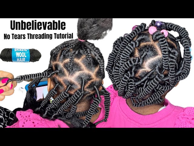 African threading hairstyles for kids using Brazilian wool thread hair | by  BLACK KITTY FAMILY | Medium