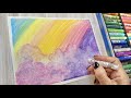 Dreamy Day 🌈Rainbow Sky &amp; Clouds | Step by step Oil pastel Painting