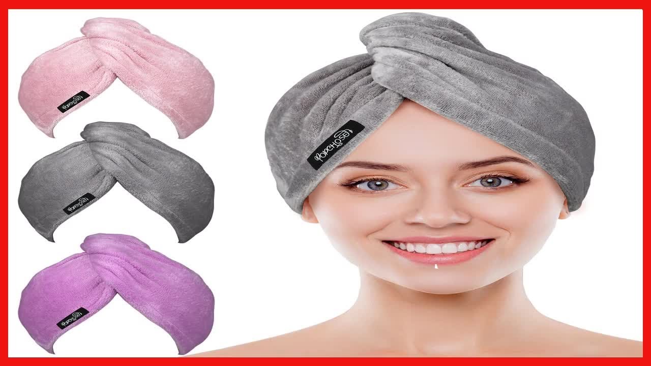 rofiber Hair Towel Wrap POPCHOSE Ultra Absorbent, Fast Drying Hair Turban Soft, No Frizz Hair Wrap