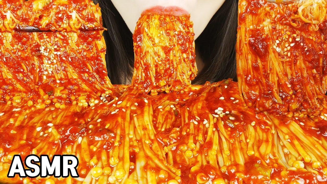 ASMR SPICY ENOKI MUSHROOMS(EATING SOUNDS) REAL SOUNDS MUKBANG - YouTube